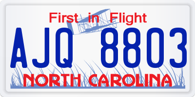 NC license plate AJQ8803