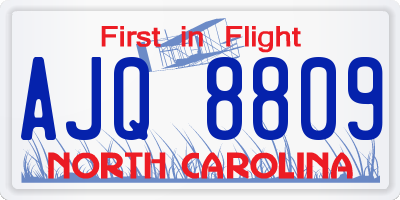 NC license plate AJQ8809