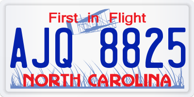NC license plate AJQ8825
