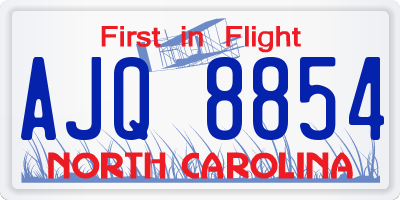 NC license plate AJQ8854