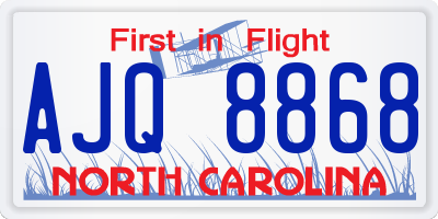 NC license plate AJQ8868