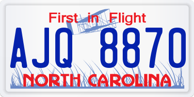 NC license plate AJQ8870