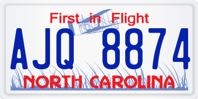 NC license plate AJQ8874