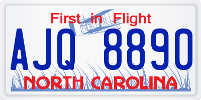 NC license plate AJQ8890