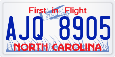 NC license plate AJQ8905