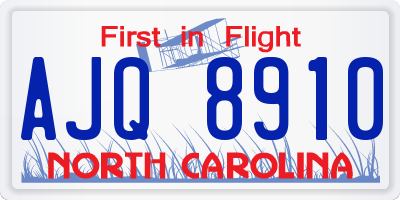 NC license plate AJQ8910