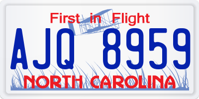 NC license plate AJQ8959