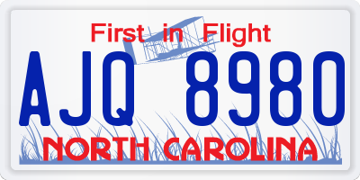 NC license plate AJQ8980
