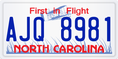 NC license plate AJQ8981