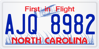 NC license plate AJQ8982