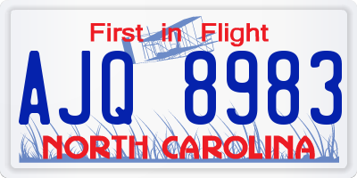 NC license plate AJQ8983