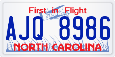 NC license plate AJQ8986