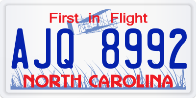 NC license plate AJQ8992