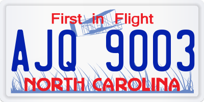 NC license plate AJQ9003