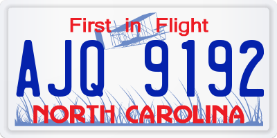 NC license plate AJQ9192