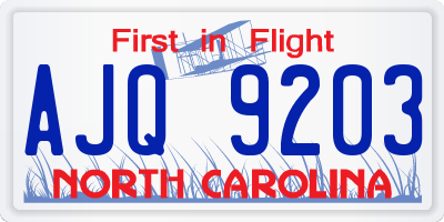NC license plate AJQ9203