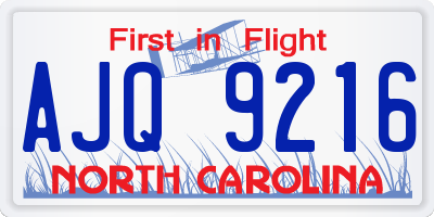 NC license plate AJQ9216