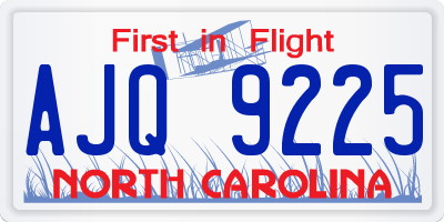 NC license plate AJQ9225