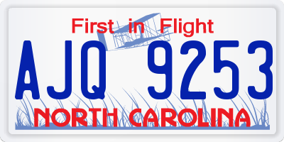 NC license plate AJQ9253
