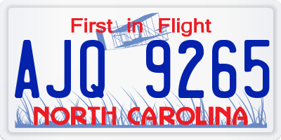 NC license plate AJQ9265