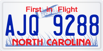 NC license plate AJQ9288