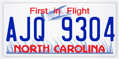 NC license plate AJQ9304
