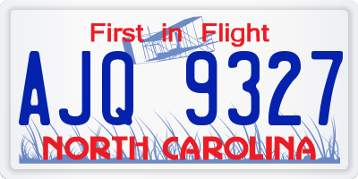 NC license plate AJQ9327