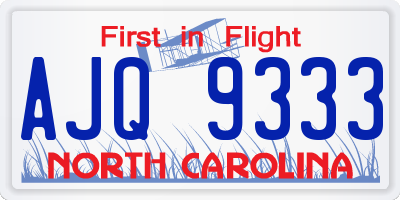NC license plate AJQ9333