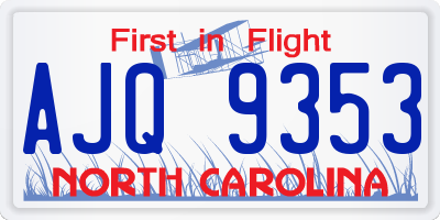NC license plate AJQ9353