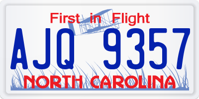 NC license plate AJQ9357