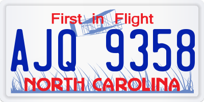 NC license plate AJQ9358