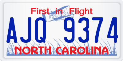 NC license plate AJQ9374