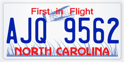 NC license plate AJQ9562