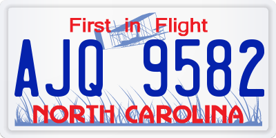 NC license plate AJQ9582
