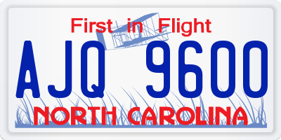 NC license plate AJQ9600