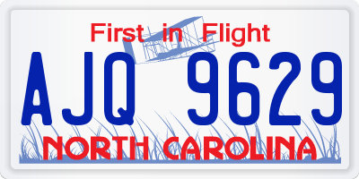 NC license plate AJQ9629