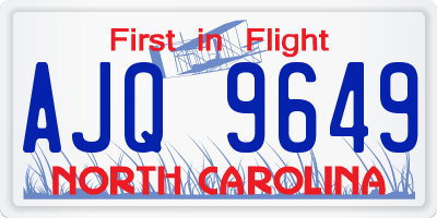 NC license plate AJQ9649