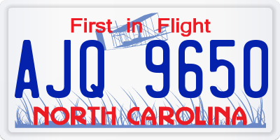 NC license plate AJQ9650