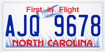 NC license plate AJQ9678