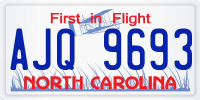NC license plate AJQ9693