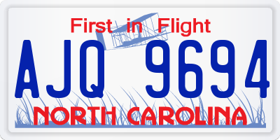 NC license plate AJQ9694