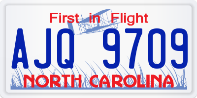 NC license plate AJQ9709