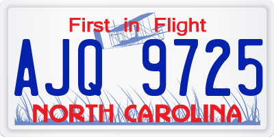 NC license plate AJQ9725