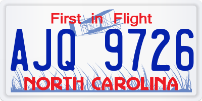 NC license plate AJQ9726