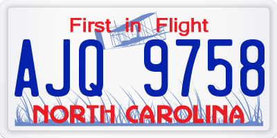 NC license plate AJQ9758
