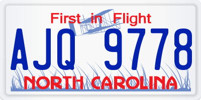 NC license plate AJQ9778
