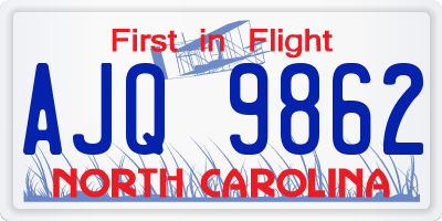 NC license plate AJQ9862