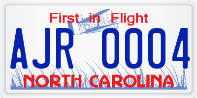NC license plate AJR0004