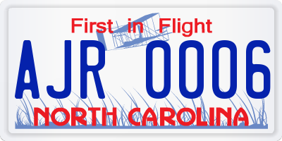 NC license plate AJR0006