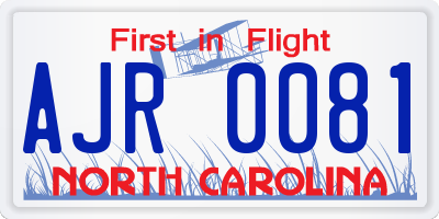 NC license plate AJR0081